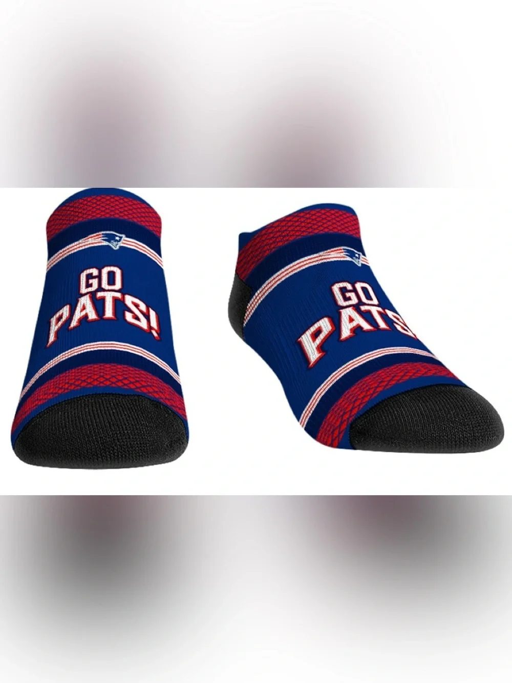 New England Patriots “GO PATS” Rock Em Socks Unisex Super Fan Low-Cut Sock S/M